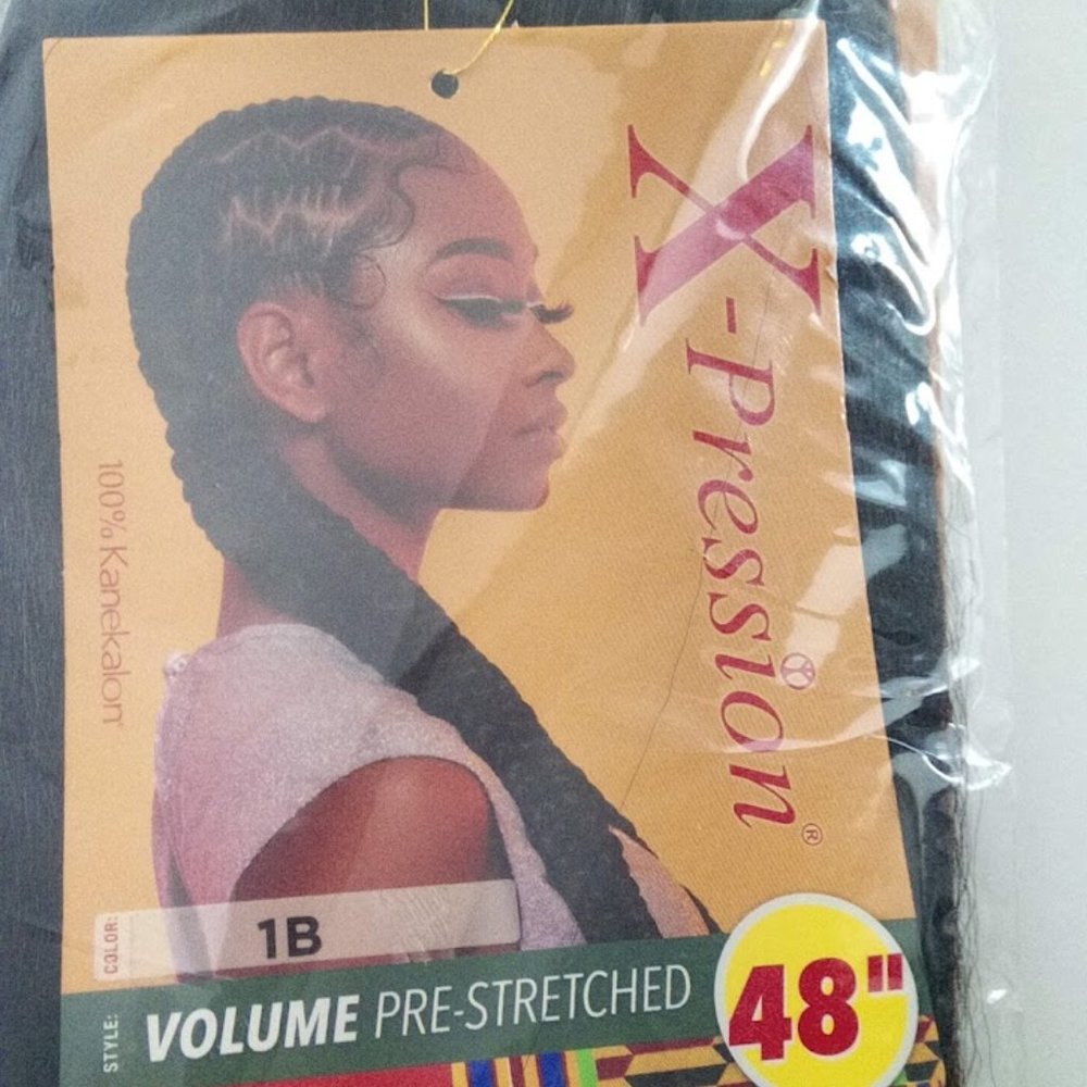 New X-pression Volume Pre-Stretched 48" Braid Hair African Collection Colour 1B